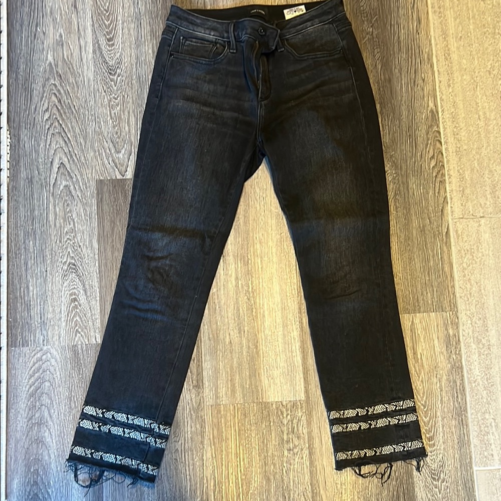 Women's Black Jeans with Lace Trim